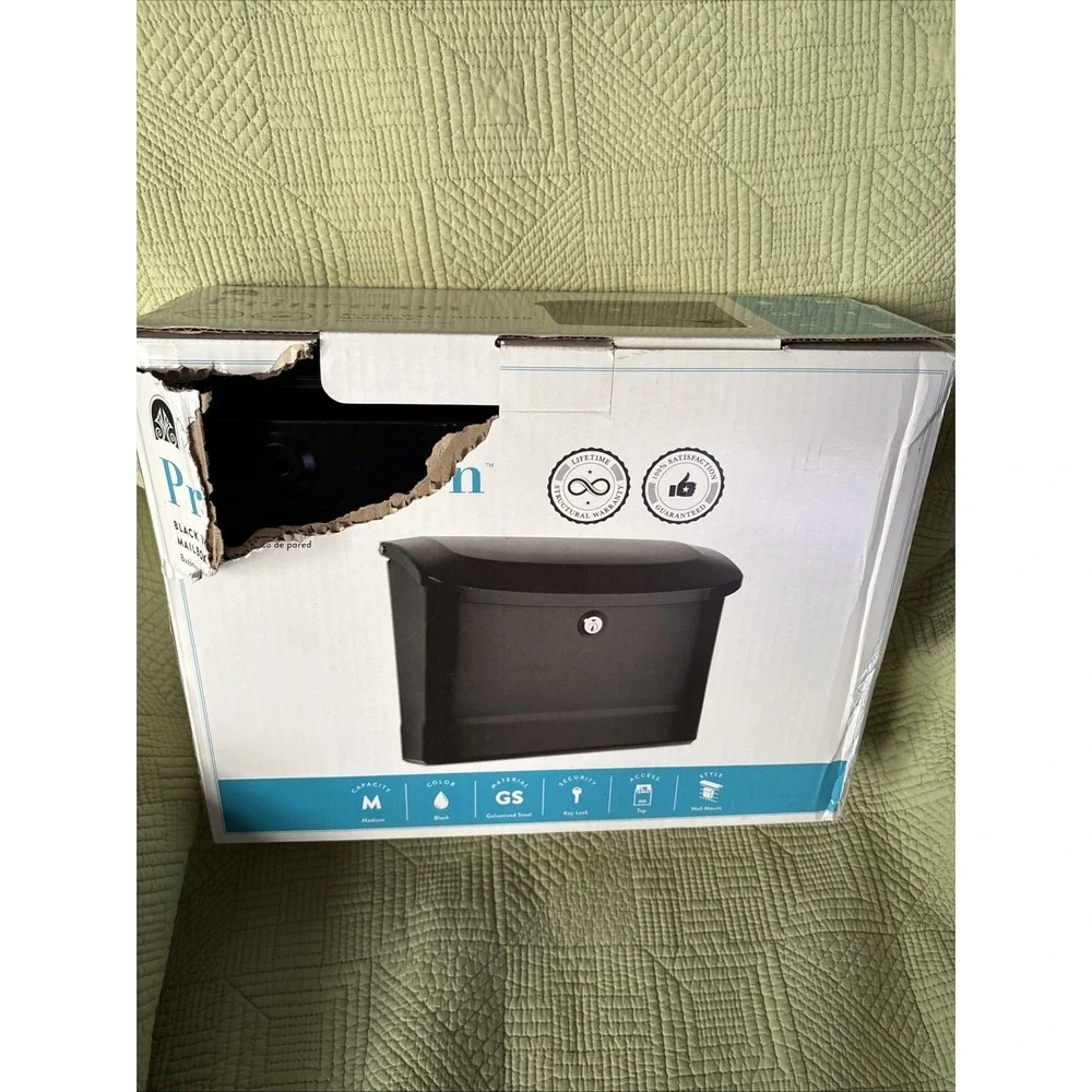 Architectural Mailbox Black Princeton Locking Wall Mount Mailbox Black w/2 Keys